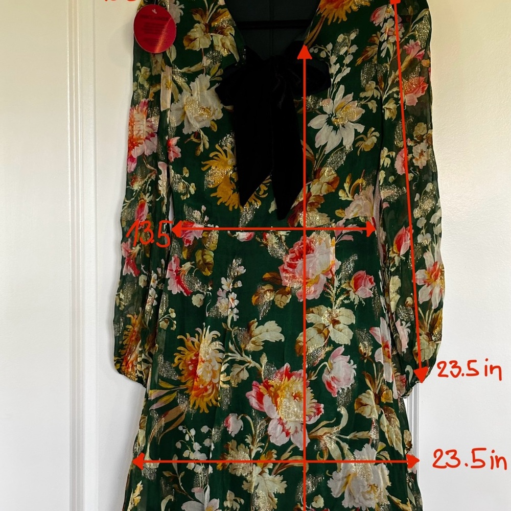 Hope & Ivy The Nicole Floral Print Skater Dress With Velvet Ribbon Tie Neck
